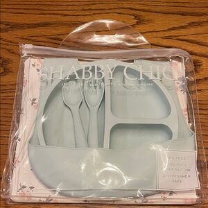 Baby/Toddler Shabby Chic Silicone Dining Set - Soft Blue